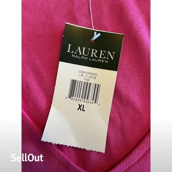 Lauren Ralph Lauren Women's V-Neck Blouse Pink XL 3/4 Sleeve Casual - Picture 6 of 6